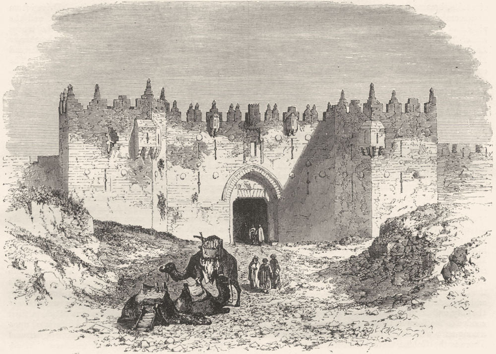 ISRAEL. Jerusalem. Damascus Gate 1870 old antique vintage print picture